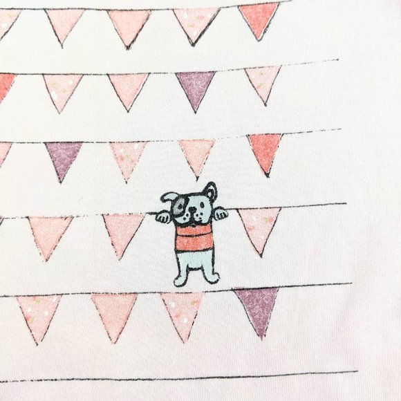 Gap Pink T-Shirt with Dog and Bunting Banner Girls Medium - Picture 4 of 8